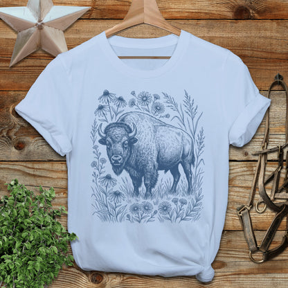 Botanical Bison Illustration Softstyle Tee