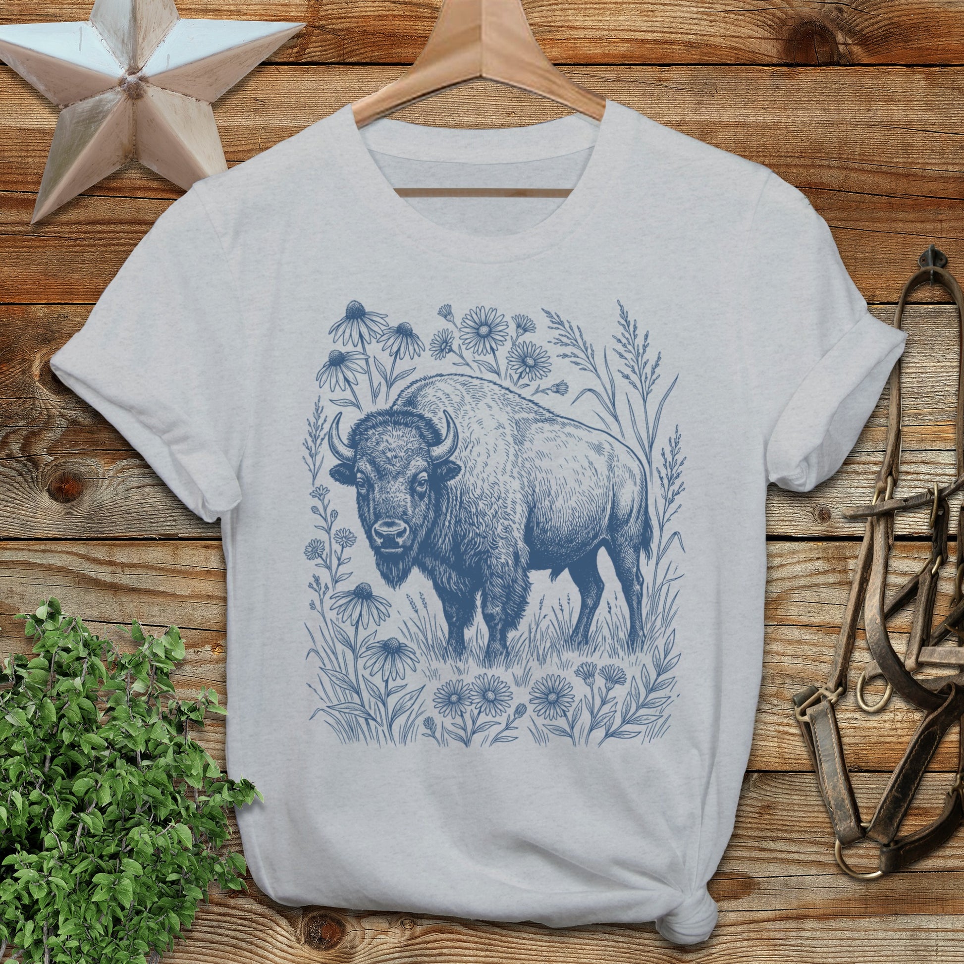Botanical Bison Illustration Softstyle Tee