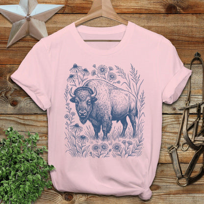 Botanical Bison Illustration Softstyle Tee