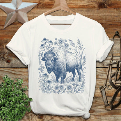 Botanical Bison Illustration Softstyle Tee