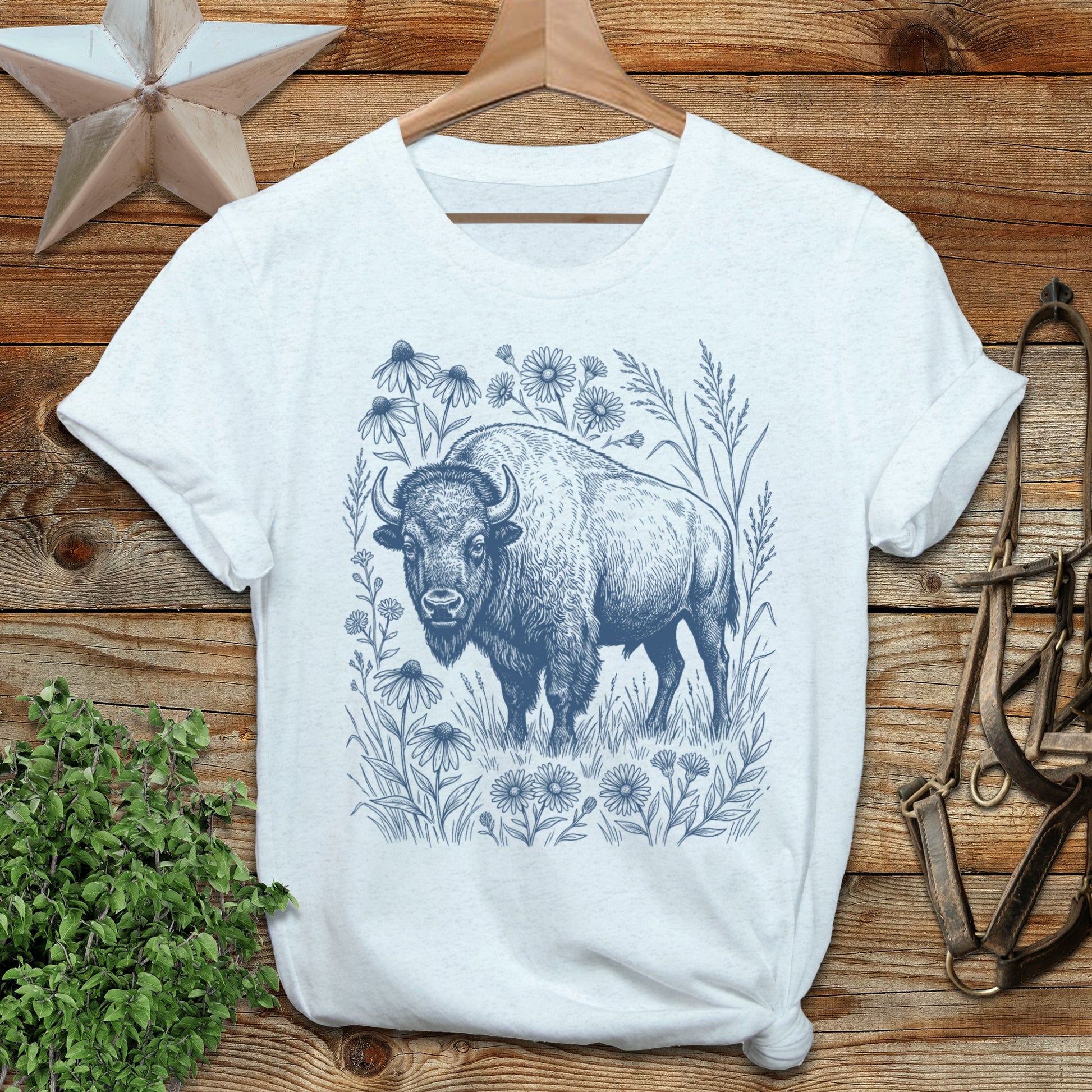 Botanical Bison Illustration Softstyle Tee
