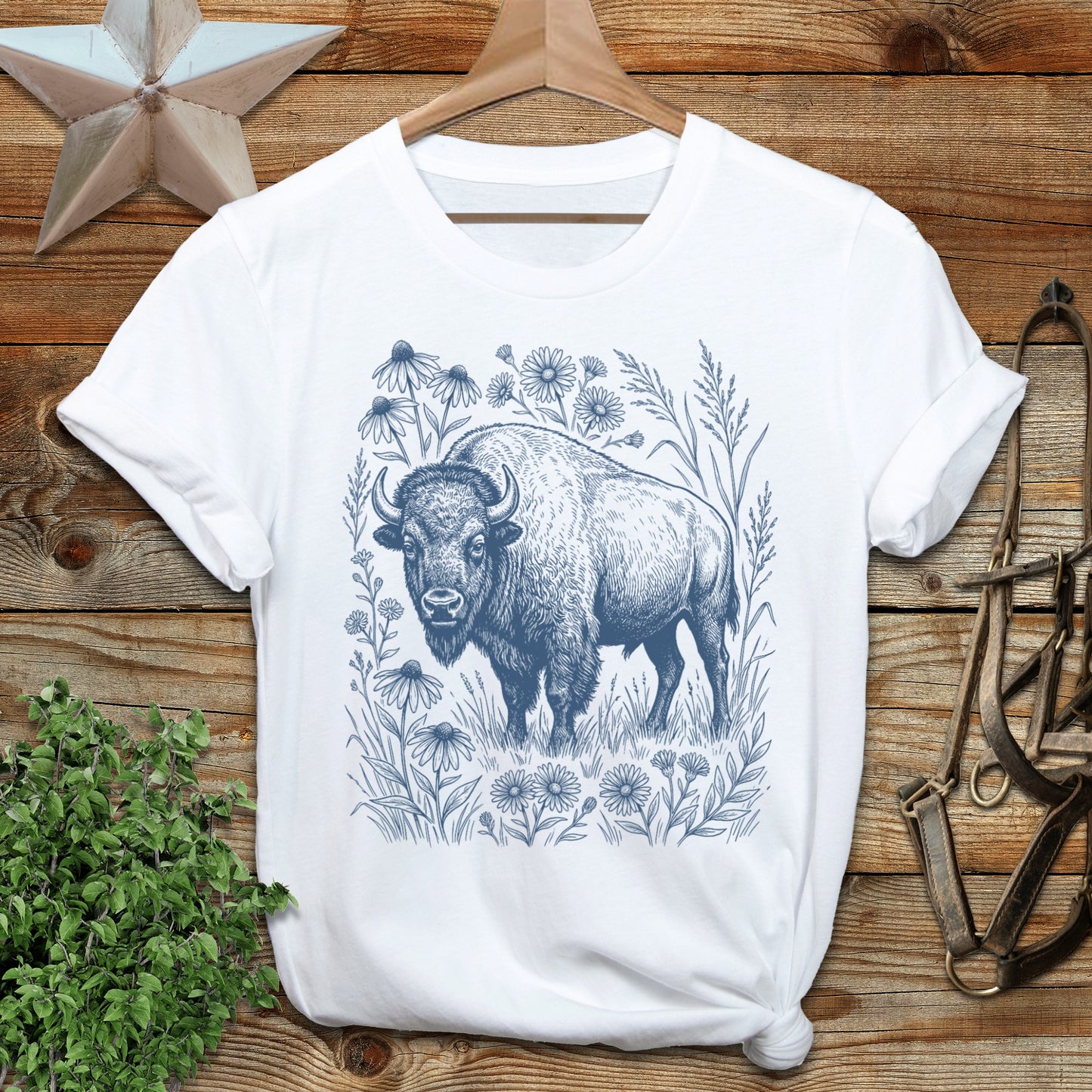 Botanical Bison Illustration Softstyle Tee