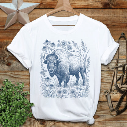 Botanical Bison Illustration Softstyle Tee