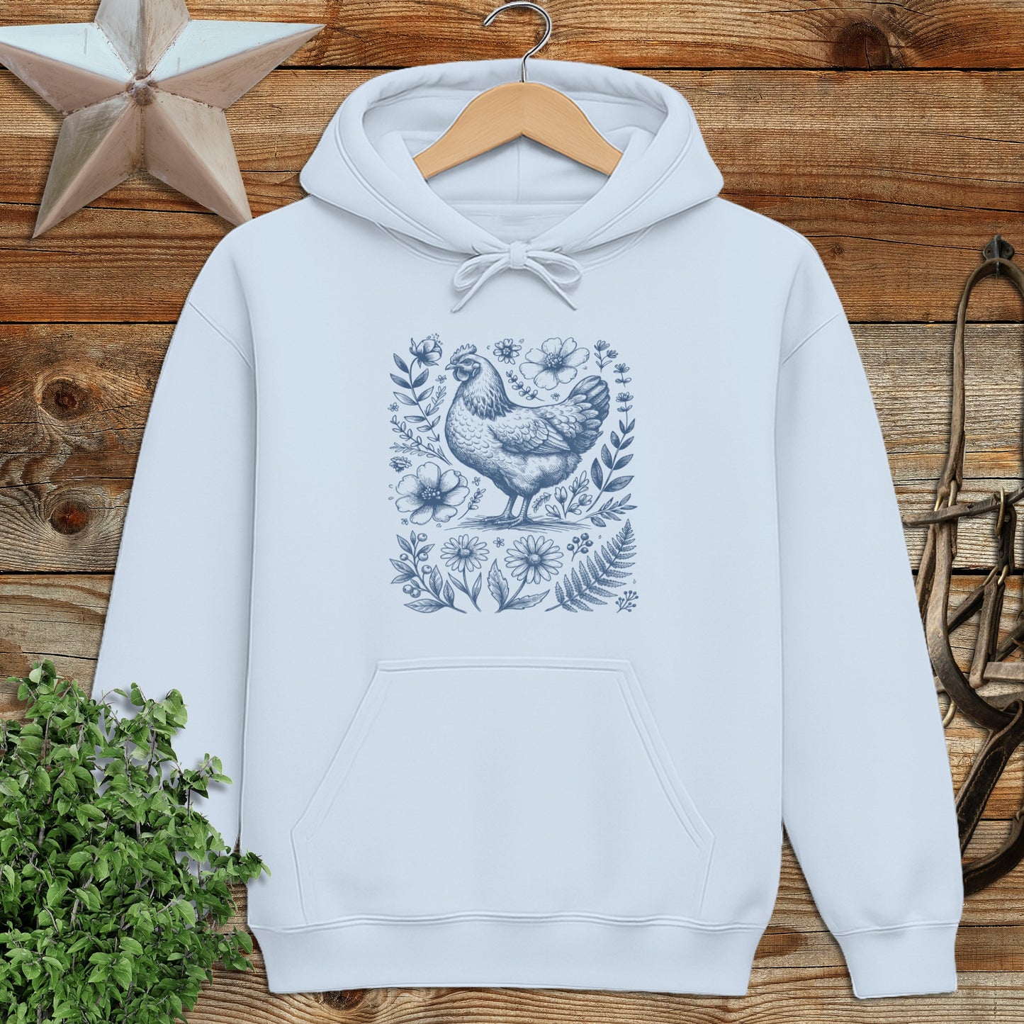 Botanical Chicken Illustration Hoodie