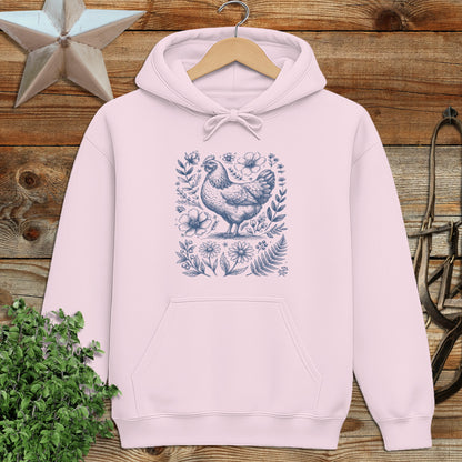 Botanical Chicken Illustration Hoodie