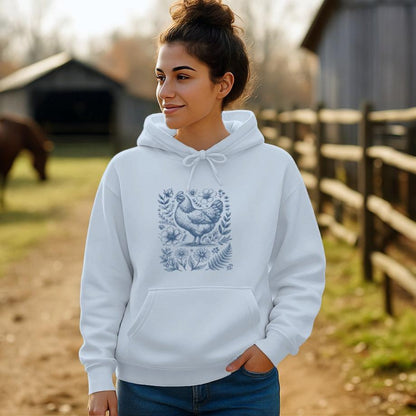 Botanical Chicken Illustration Hoodie