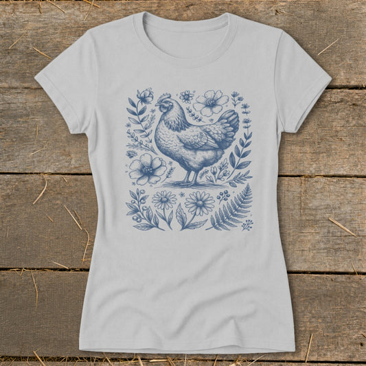 Botanical Chicken Illustration Ladies Tee