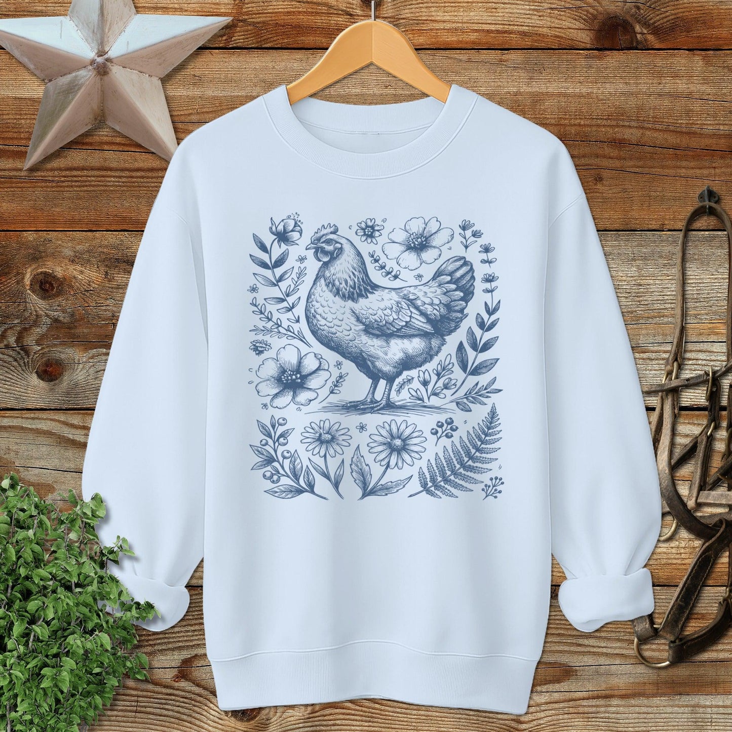 Botanical Chicken Illustration Sweatshirt