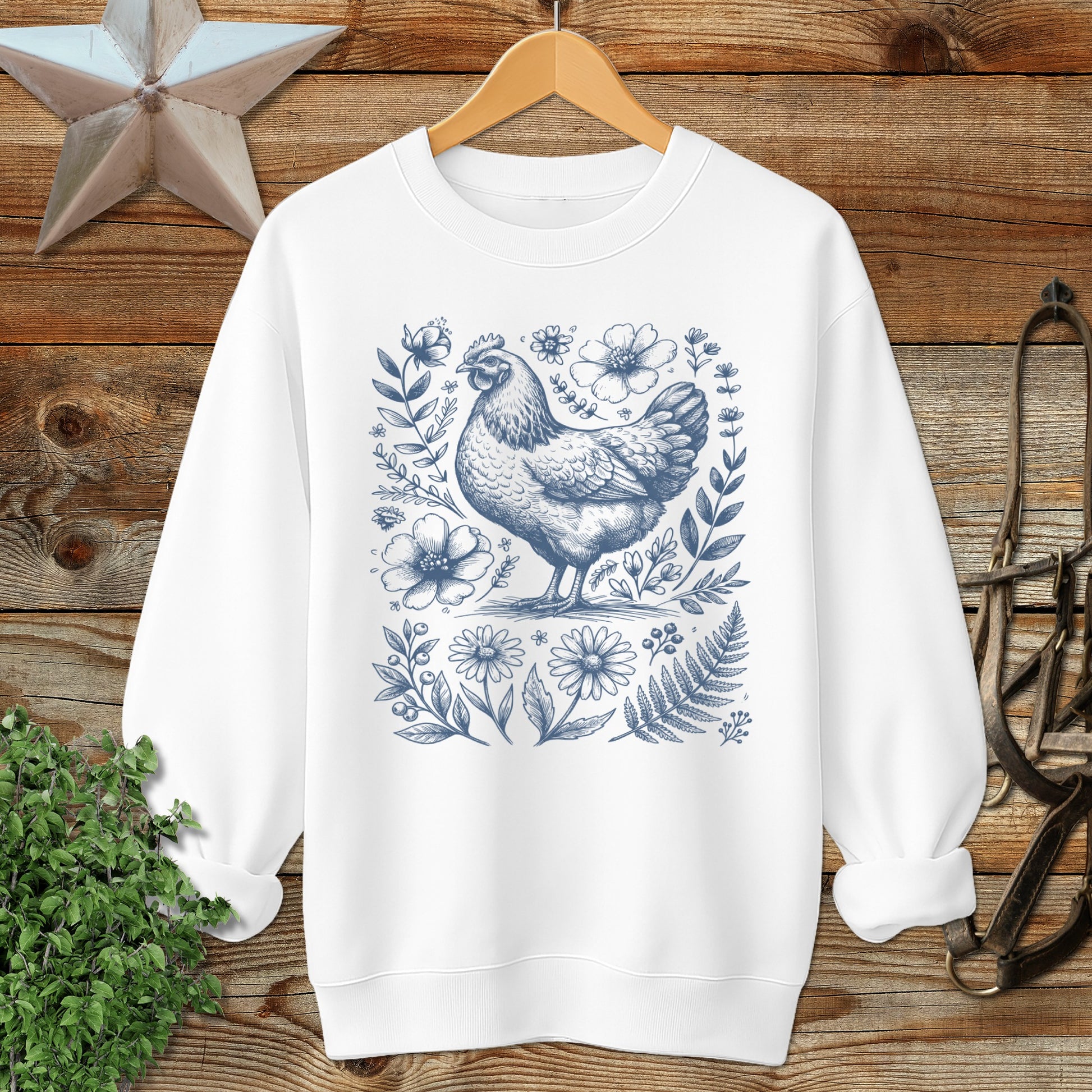 Botanical Chicken Illustration Sweatshirt