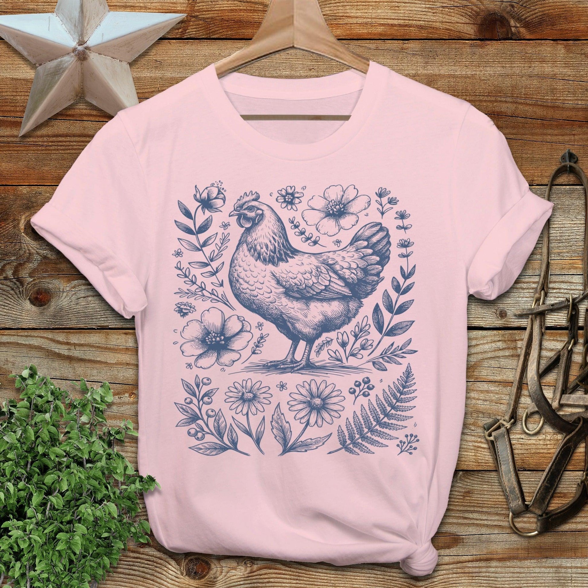 Botanical Chicken Illustration T-Shirt