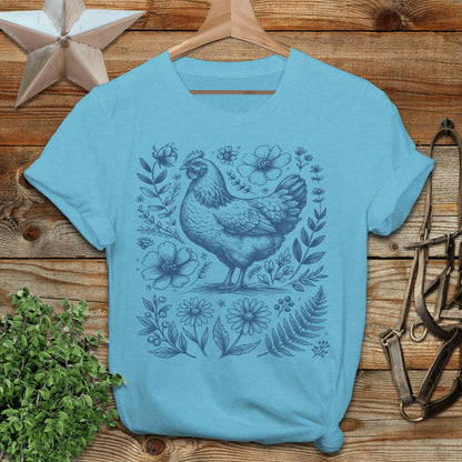 Botanical Chicken Illustration T-Shirt