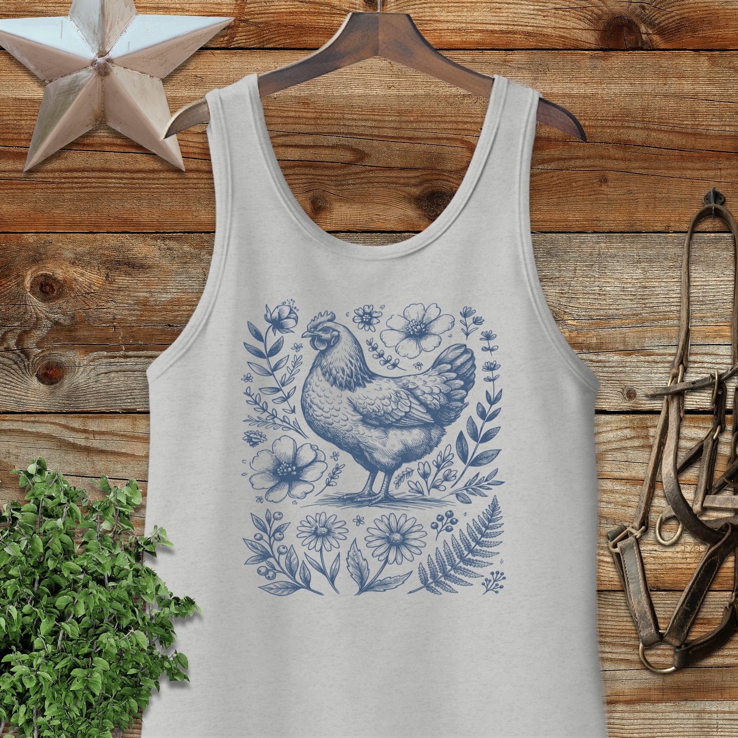 Botanical Chicken Illustration Tank Top