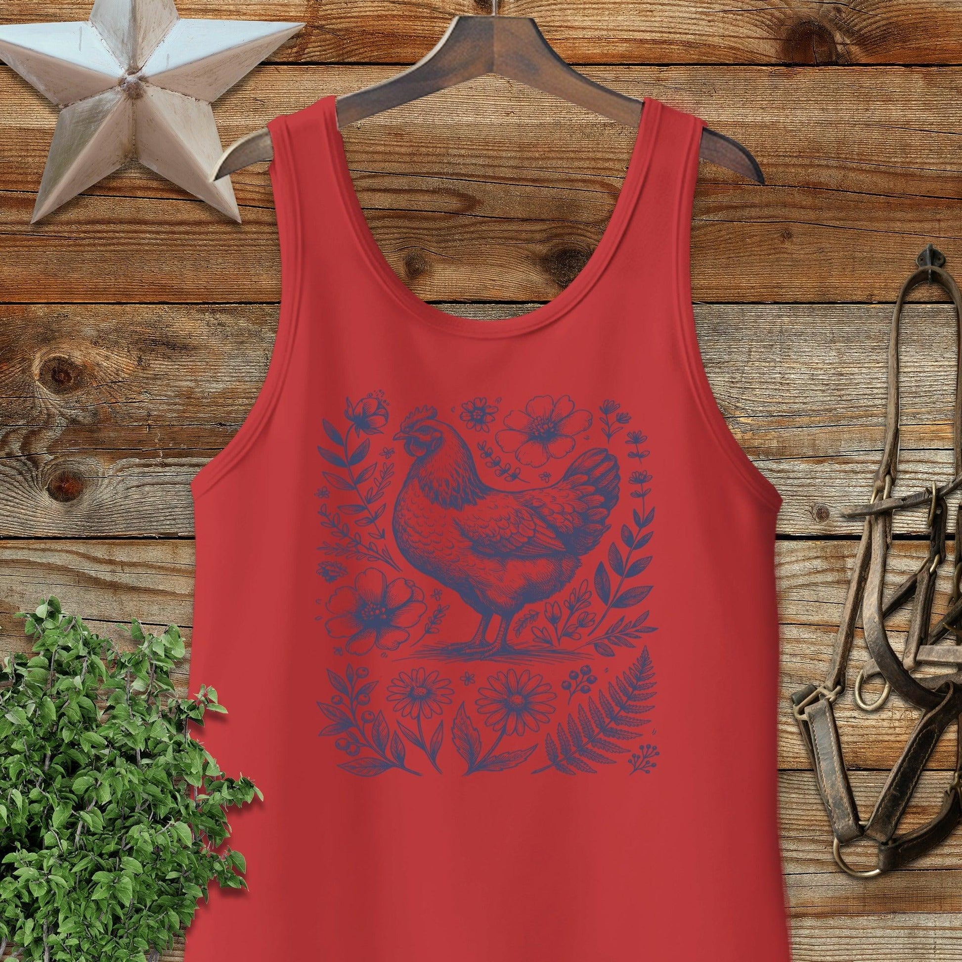 Botanical Chicken Illustration Tank Top