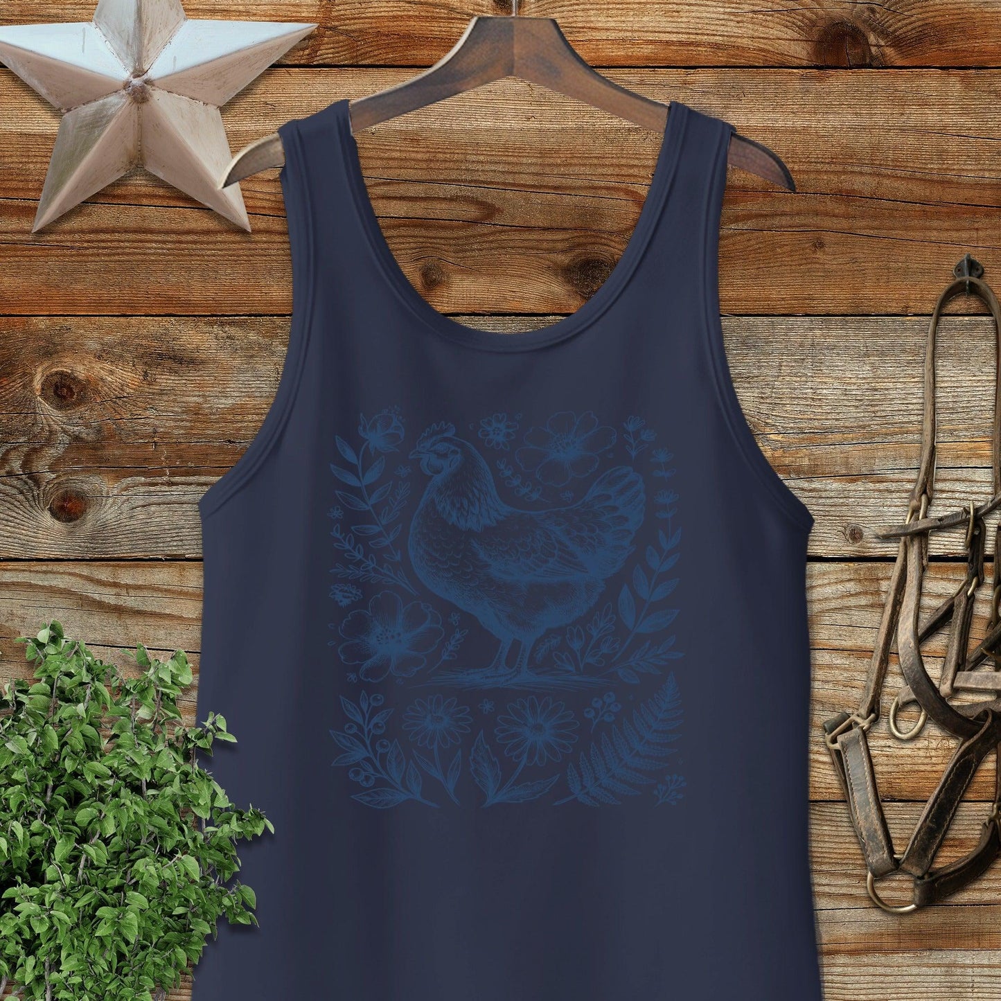 Botanical Chicken Illustration Tank Top