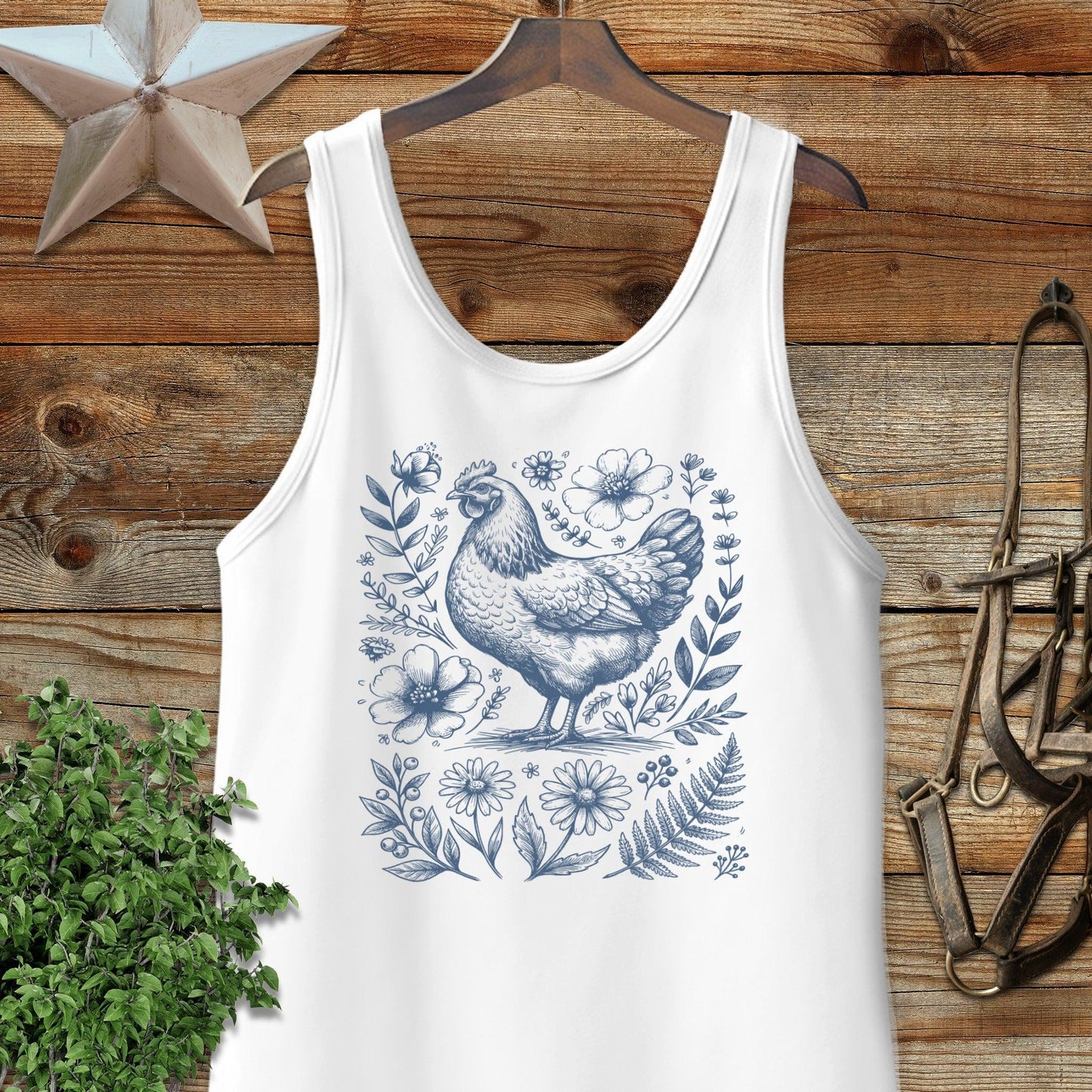 Botanical Chicken Illustration Tank Top