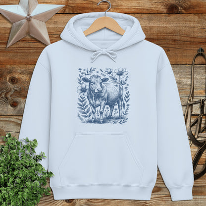 Botanical Cow Illustration Hoodie