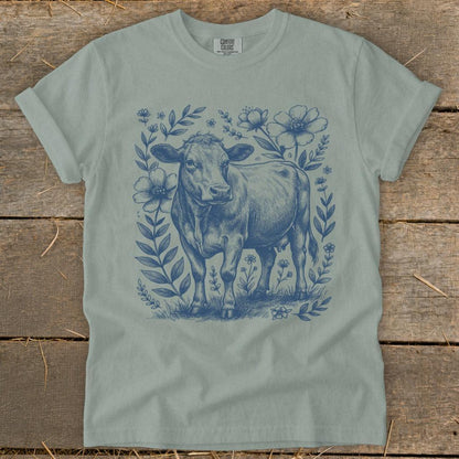 Botanical Cow Illustration Signature Tee
