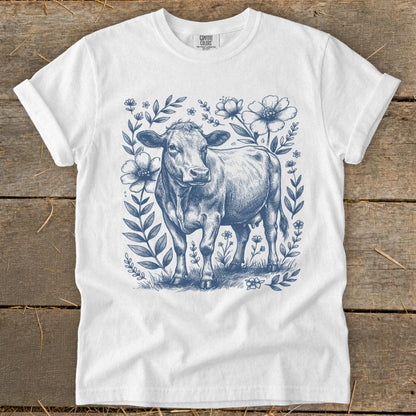 Botanical Cow Illustration Signature Tee
