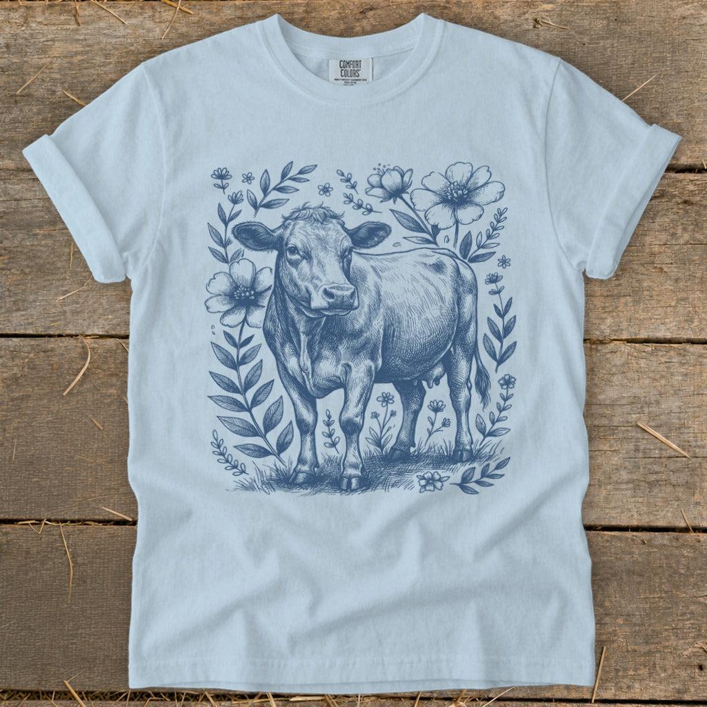 Botanical Cow Illustration Signature Tee