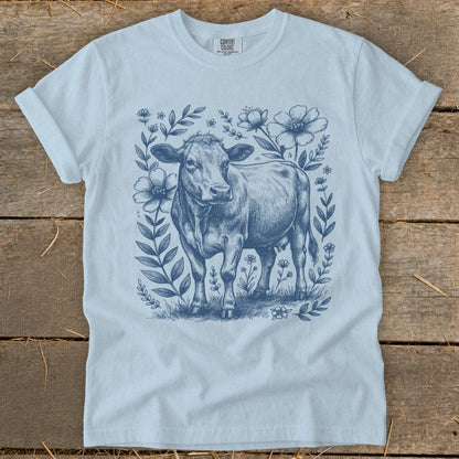 Botanical Cow Illustration Signature Tee