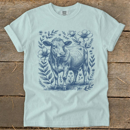 Botanical Cow Illustration Signature Tee
