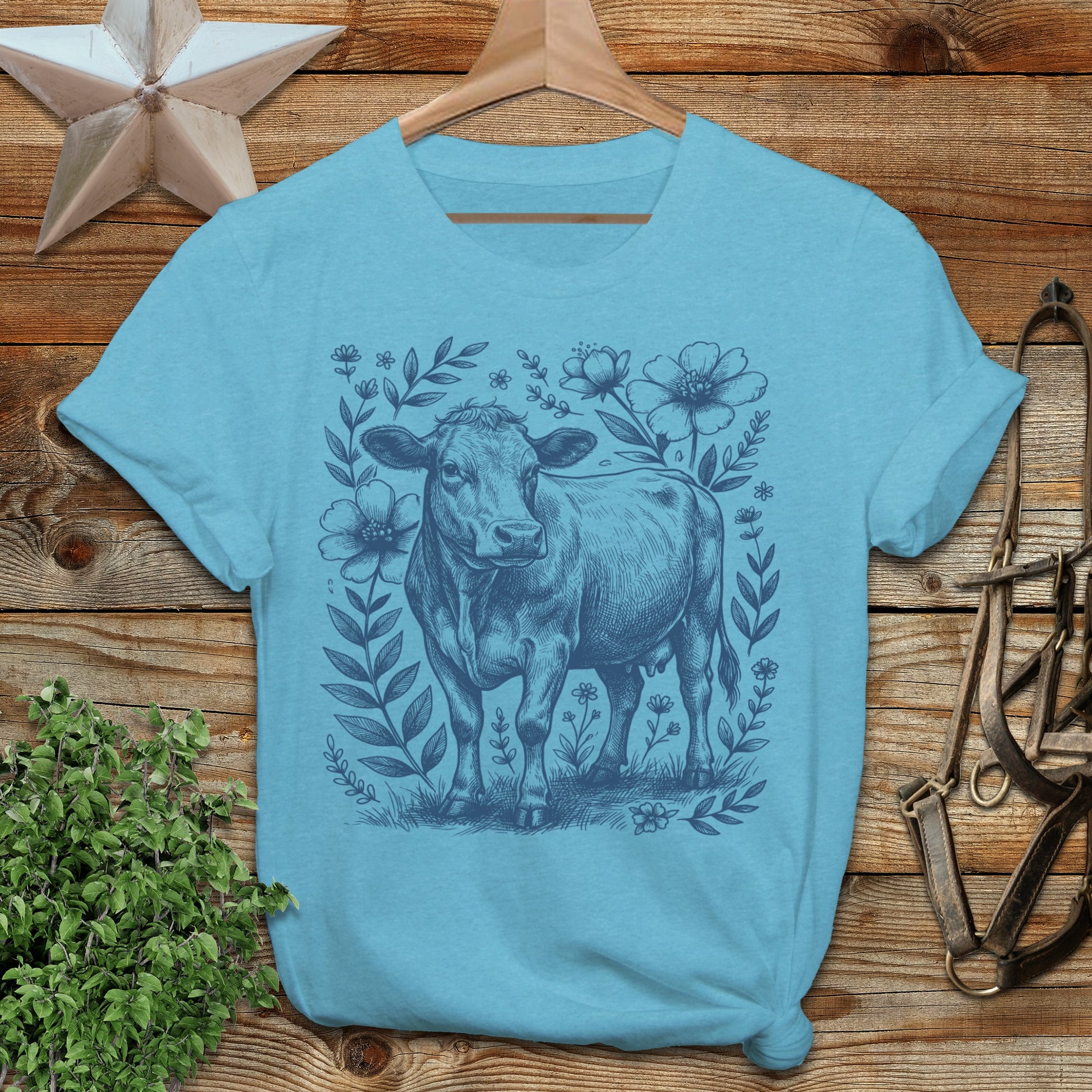 Botanical Cow Illustration Softstyle Tee