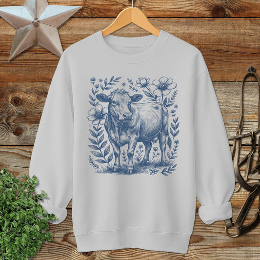 Botanical Cow Illustration Sweatshirt
