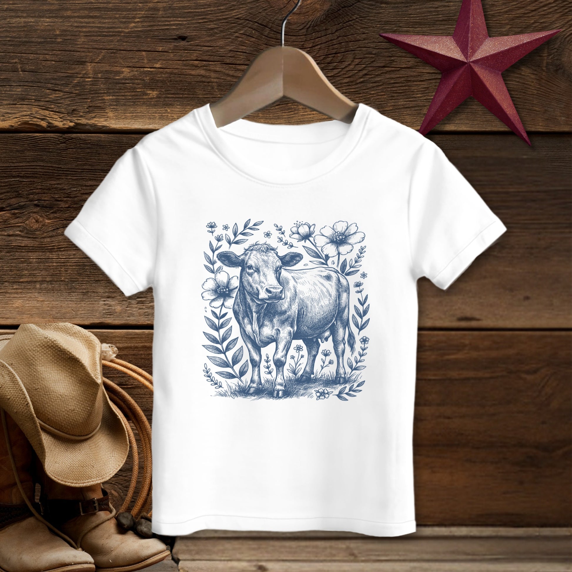 Botanical Cow Illustration T-Shirt (Toddler)