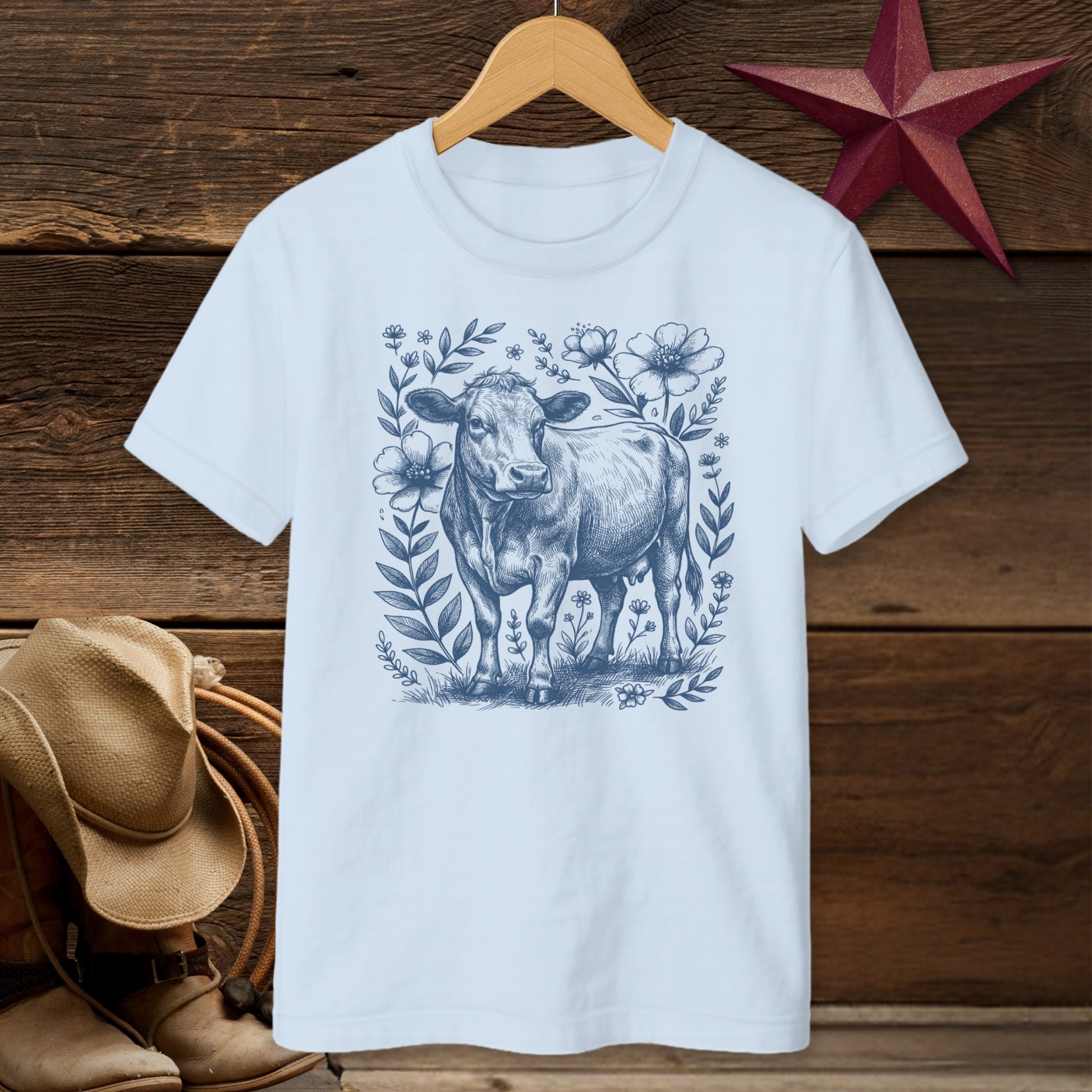 Botanical Cow Illustration T-shirt (Youth)