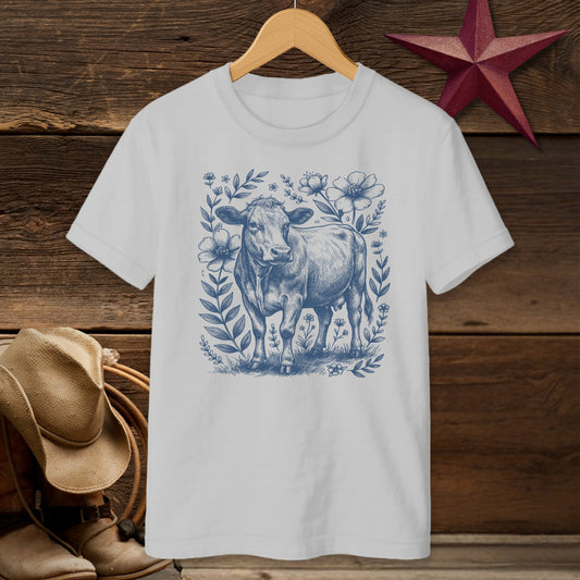 Botanical Cow Illustration T-shirt (Youth)
