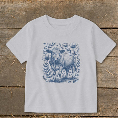 Botanical Cow Illustration Toddler Tee