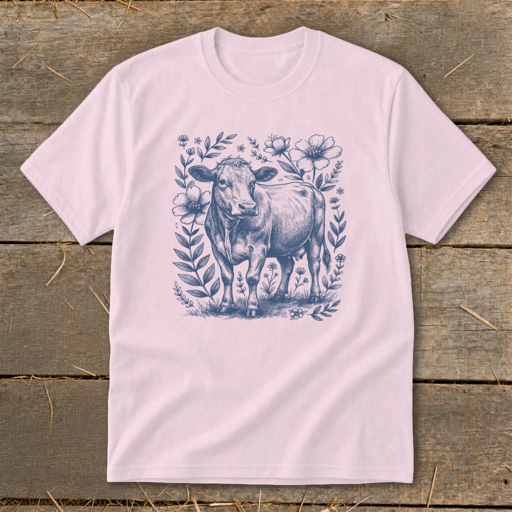 Botanical Cow Illustration Youth Tee