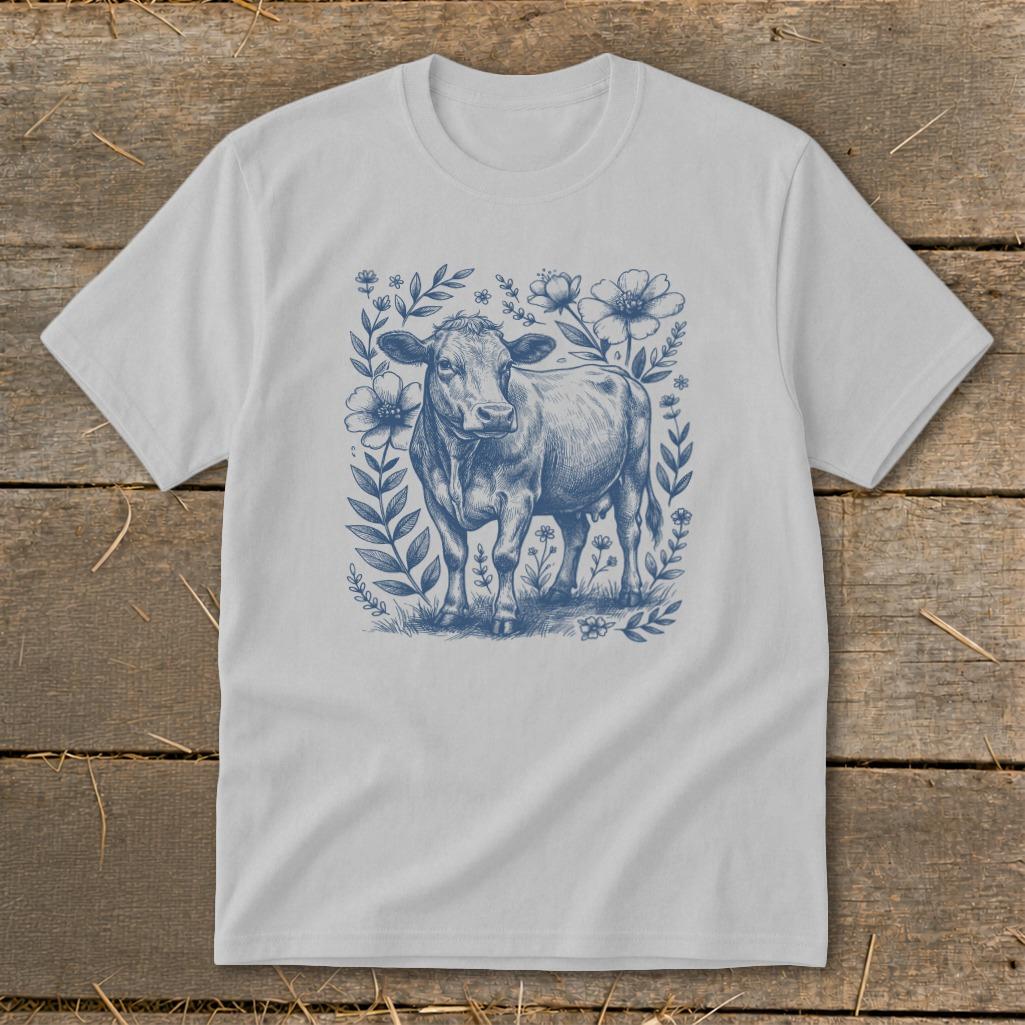 Botanical Cow Illustration Youth Tee