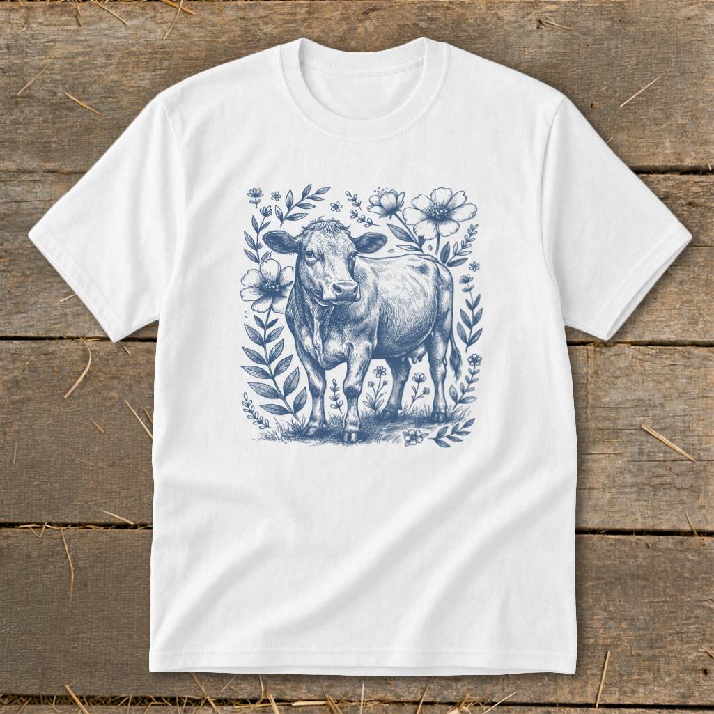 Botanical Cow Illustration Youth Tee