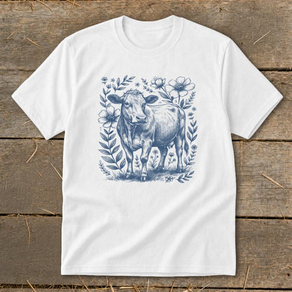 Botanical Cow Illustration Youth Tee