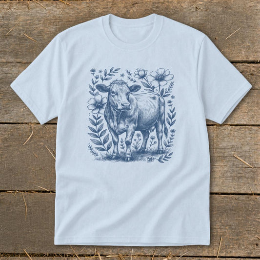 Botanical Cow Illustration Youth Tee