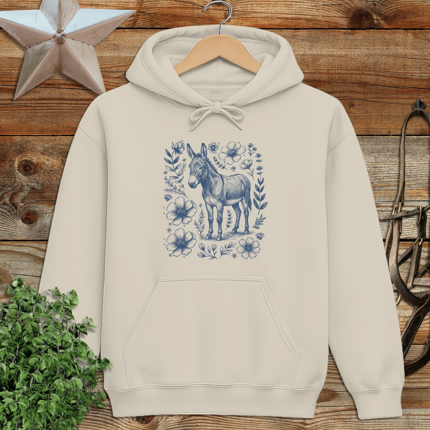 Botanical Donkey Illustration Hoodie