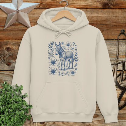 Botanical Donkey Illustration Hoodie