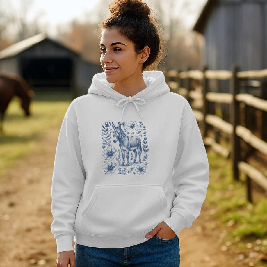 Botanical Donkey Illustration Hoodie