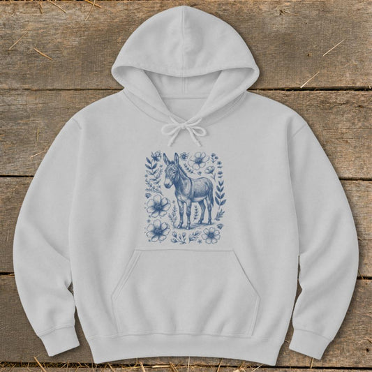 Botanical Donkey Illustration Hoodie - Sport Grey