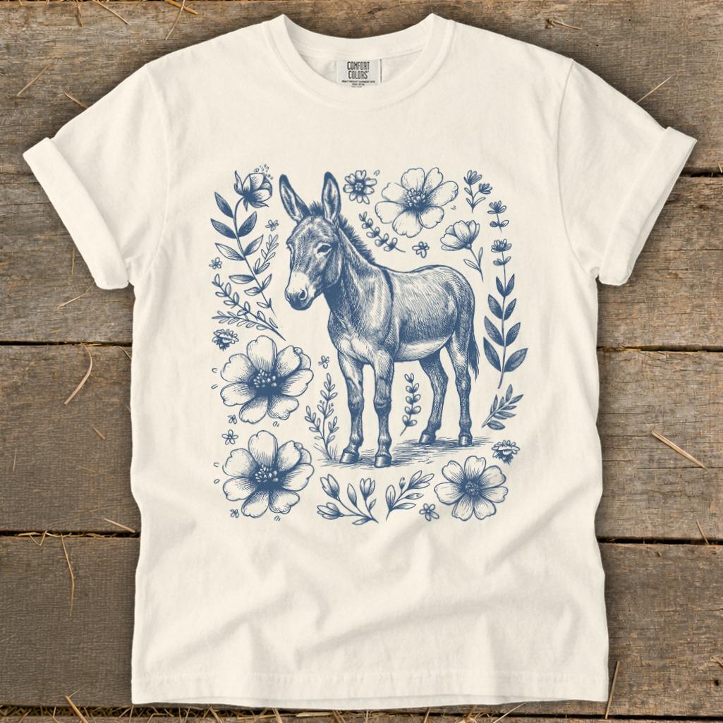 Botanical Donkey Illustration Signature Tee