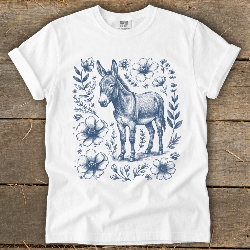 Botanical Donkey Illustration Signature Tee