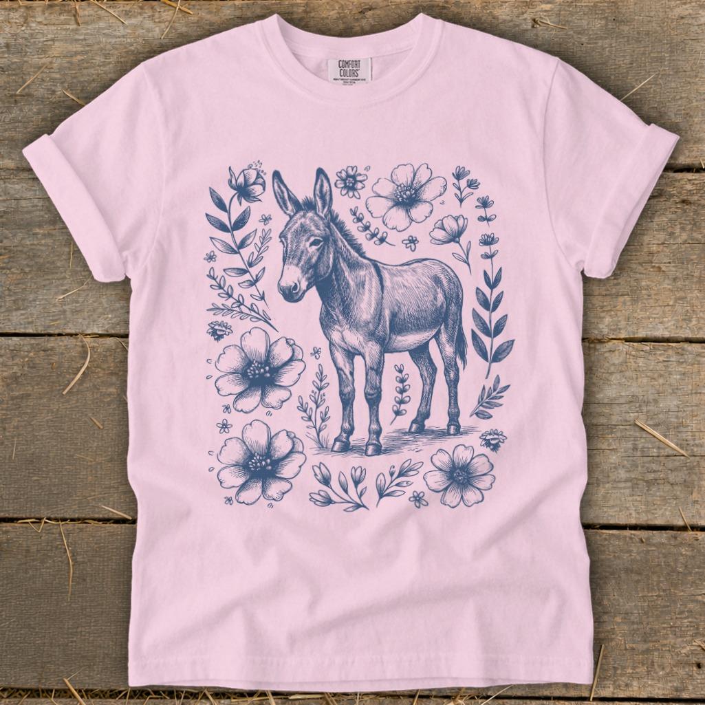 Botanical Donkey Illustration Signature Tee