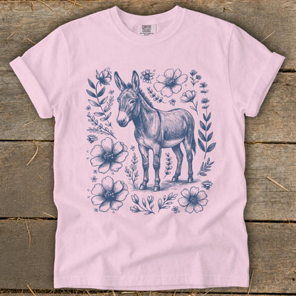 Botanical Donkey Illustration Signature Tee