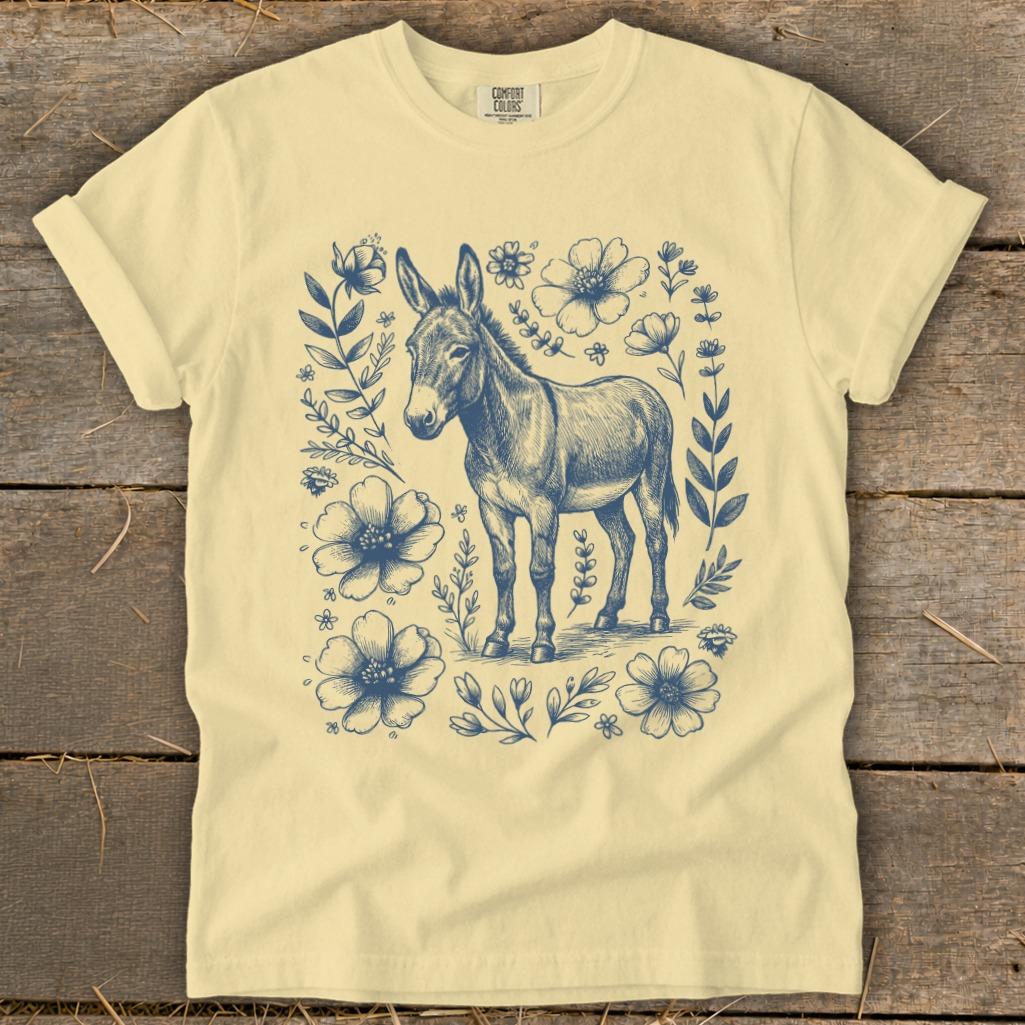 Botanical Donkey Illustration Signature Tee