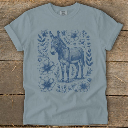Botanical Donkey Illustration Signature Tee