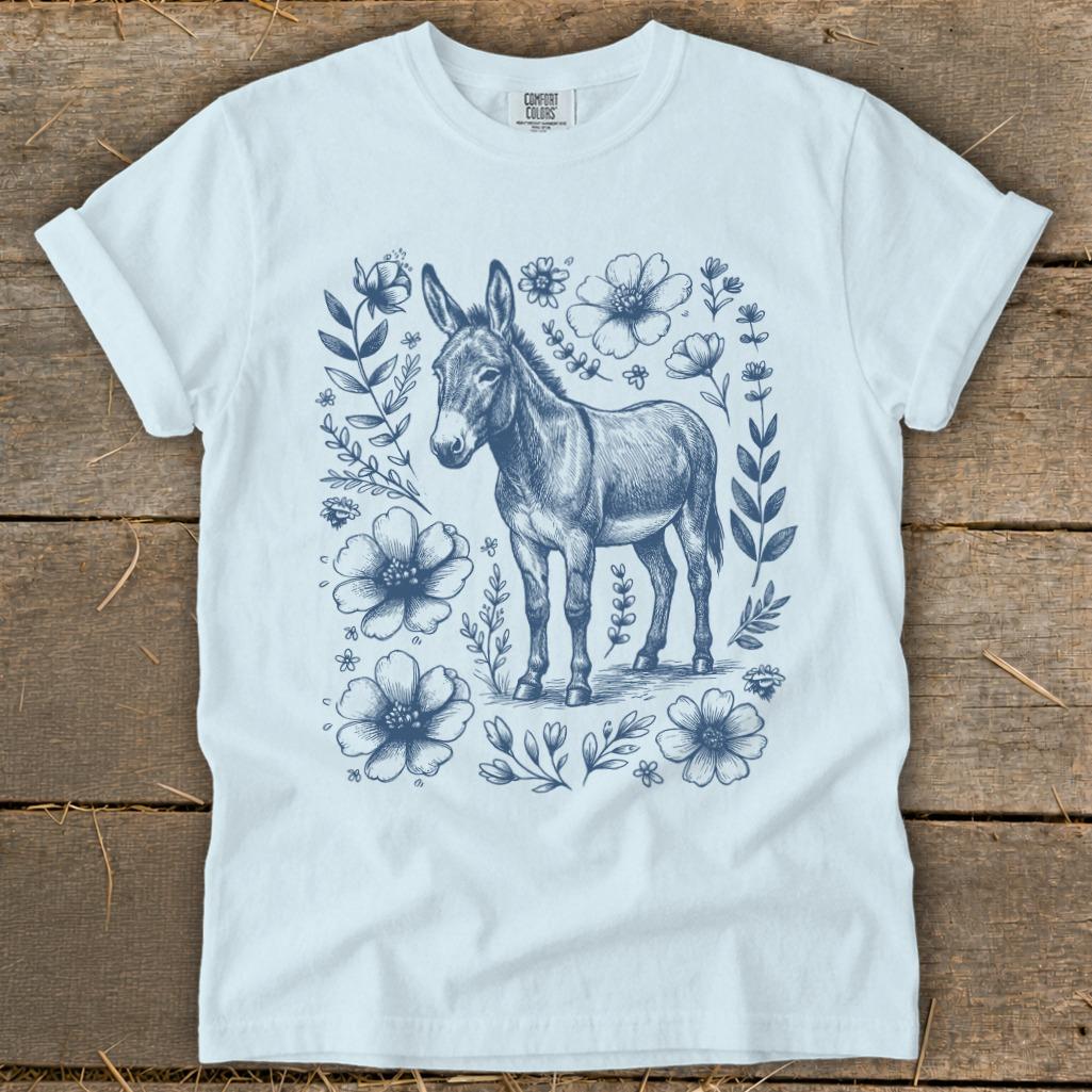Botanical Donkey Illustration Signature Tee