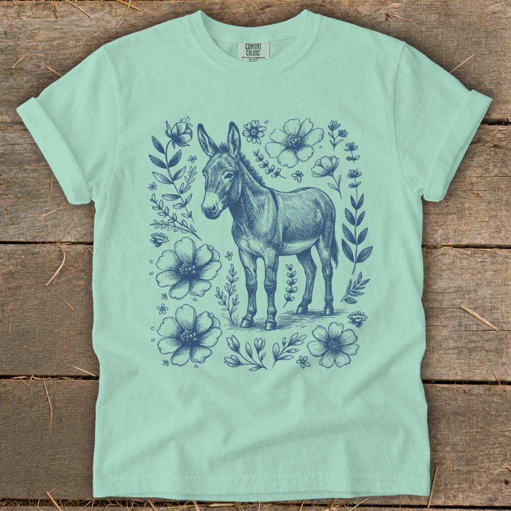 Botanical Donkey Illustration Signature Tee