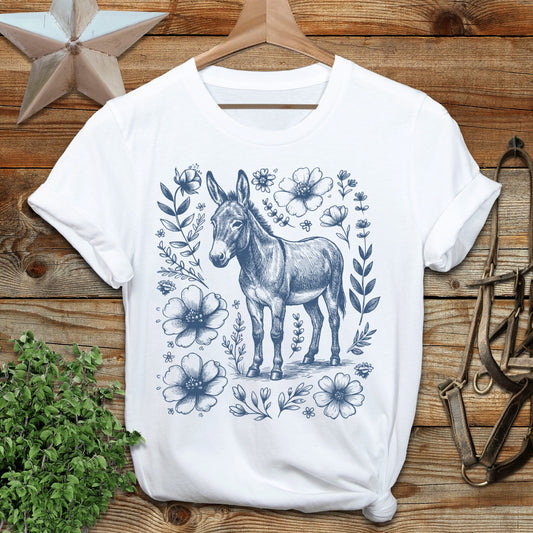 Botanical Donkey Illustration Softstyle Tee