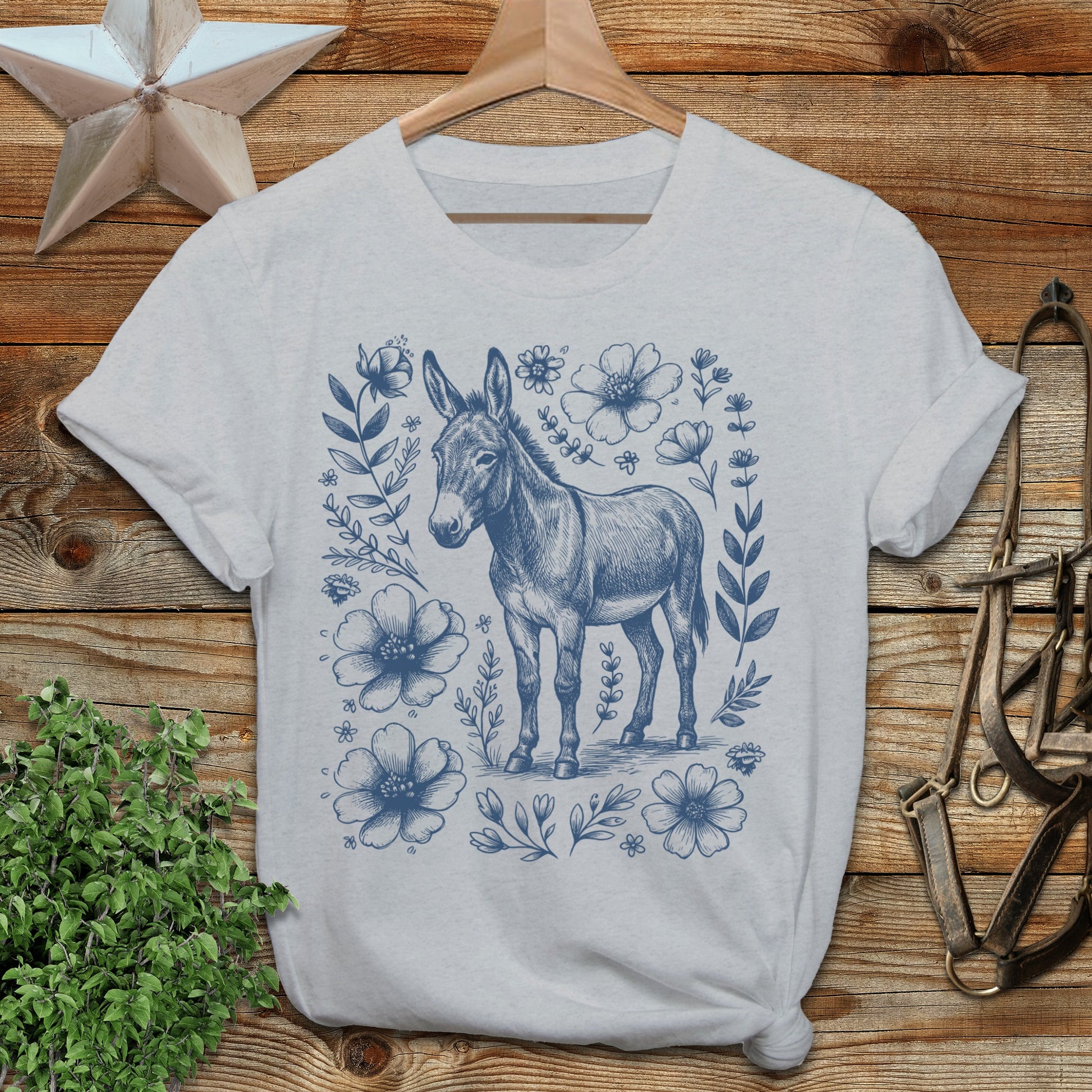 Botanical Donkey Illustration T-Shirt